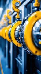Poster - Industrial Equipment with Yellow Components in Modern Factory Setting