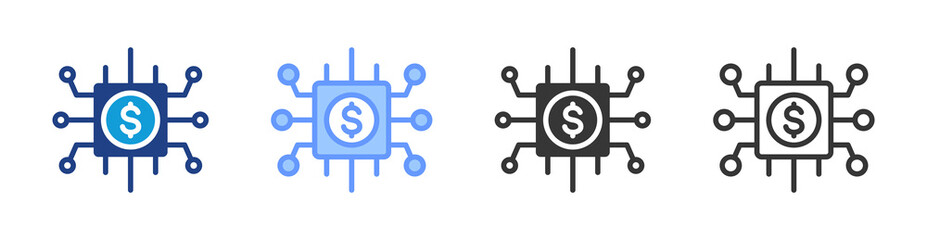 Poster - Fintech icon set multiple style collection