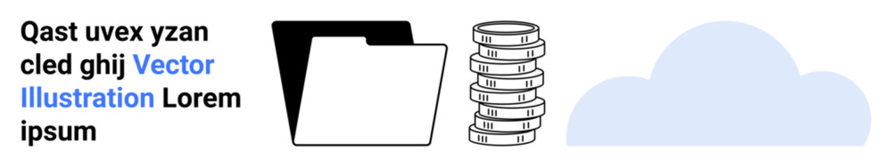 Poster - folder, server stack, and cloud graphics represent data management, storage, and cloud computing. id