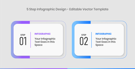 2 Steps Infographics Design Template - Graph, Pie chart, workflow layout, rectangular diagram, brochure, report, presentation, web design. Editable Vector illustration