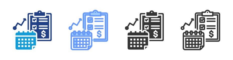 Poster - Financial Planning icon set multiple style collection