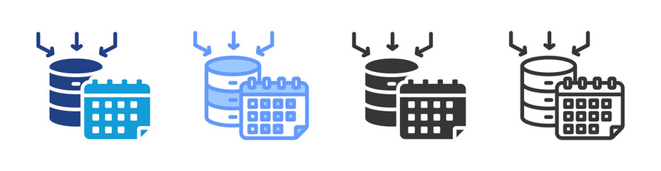 Poster - Database Schedule icon set multiple style collection