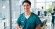© CC/peopleimages.com - Portrait, nurse and man with smile in healthcare, about us and professional career for worker. Clinic, male person and surgeon with confidence for medical internship, assistance and happy in hospital