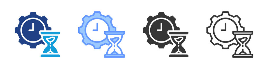 Poster - Delay Time Management icon set multiple style collection