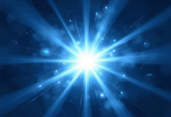 brilliant blue light burst with cosmic effects