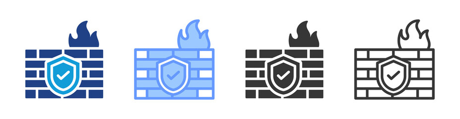 Poster - Firewall icon set multiple style collection