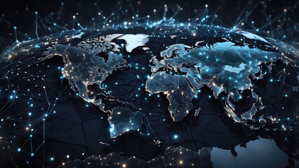 A digital illustration of a global network,