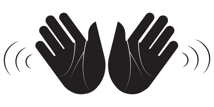 greeting or goodbye. Human waving palm Hand wave icon, motion sensor Waving hi or hello, bye line and flat icons set, editable stroke isolated on white, linear vector outline illustration, symbol logo