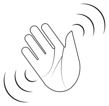 greeting or goodbye. Human waving palm Hand wave icon, motion sensor Waving hi or hello, bye line and flat icons set, editable stroke isolated on white, linear vector outline illustration, symbol logo