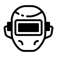 Canvas Print - Construction worker wearing face shield, glyph style icon