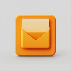 Wall Mural - bright orange square icon with envelope symbol and blank lines