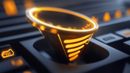 Futuristic control panel energy gauge glowing