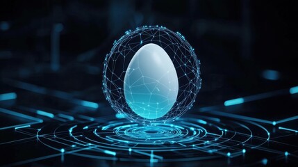 Poster - Investment security visualized as a nest egg shielded from risk by a digital finance protection symbol.