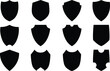 © sojibadnan354 - Shield vector set line black vector design illustrator. Collection of protect shield. Vector security shield badge. Knight award contours and linear signs Heraldic shield set