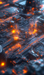 Poster - Advanced technological marvel showcasing intricate interconnected nanostructure elements