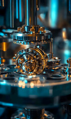 Poster - Artistic rendering showcasing intricate machinery at a nanoscale, emphasizing precision engineering