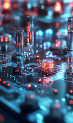 Poster - innovative nanotech concept, advanced microscopic technology, futuristic circuit design showcase