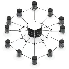 Poster - Decentralized Network Graphic, Blockchain Technology, Server Connections