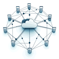 Poster - Cloud computing network connects laptops for seamless data storage
