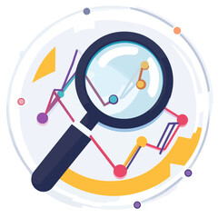 Poster - Data Analysis with Magnifying Glass over Growth Chart, Graph, and Finance