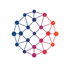 Poster - Abstract Connection Sphere with Blue to Red Gradient Network