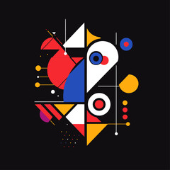 Poster - Abstract geometric shapes on black backdrop create a modern art design