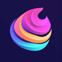 Poster - Colorful Abstract Gradient Swoosh on Dark Background for Modern Design