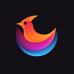 Poster - Abstract gradient bird logo design vector on a black background