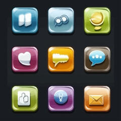 Poster - Set of Colorful Glossy Icons for Web and Mobile App Design Elements