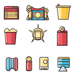 Poster - Colorful Icons Representing Diverse Professions and Entertainment Elements