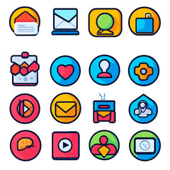 Poster - Colorful Icon Set for Business, Communication, and Technology