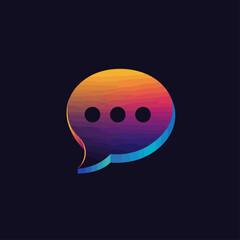 Poster - Gradient speech bubble icon with message dots on a dark background