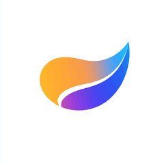 Poster - Abstract gradient vector shape of a leaf in orange, purple, and blue