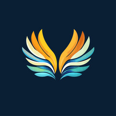 Poster - Abstract Wings Design in Gradient Colors on Dark Background Illustration