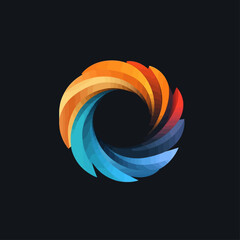 Poster - Abstract Colorful Swirl Design: Gradient Circle Logo on Black Background