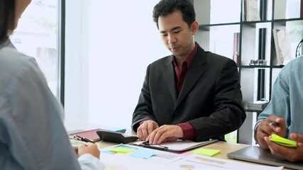 Poster - Team of Business people meeting hand shake and smile for partnership agreement contract deal for investment project