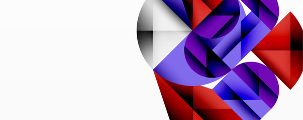 Poster - Modern abstract composition with layered circles and angular segments featuring gradients, transparency effects, and a structured geometric layout
