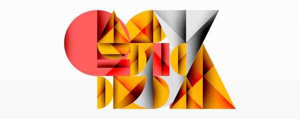 Poster - Modern abstract composition with layered circles and angular segments featuring gradients, transparency effects, and a structured geometric layout
