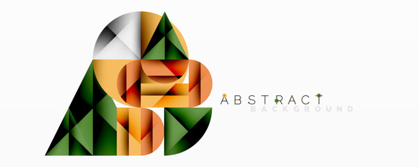 Aufkleber - Modern abstract composition with layered circles and angular segments featuring gradients, transparency effects, and a structured geometric layout