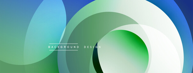 Poster - Layered circular shapes in vivid colors form a gradient-rich abstract design with smooth transitions, depth effects, and a modern, futuristic aesthetic