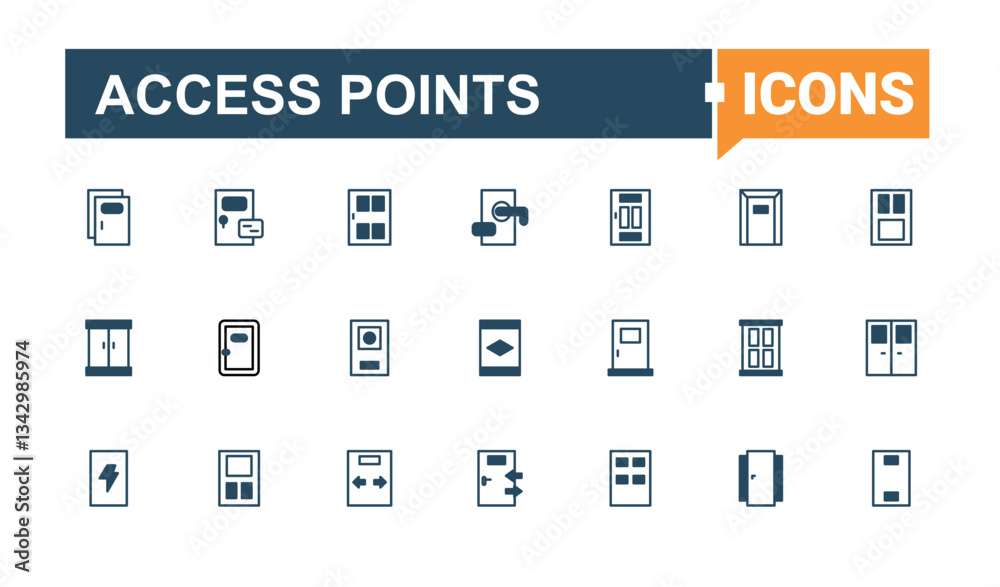 Walk In Access Icon Access Points icon set. Included entrance, access, login, doorway ...