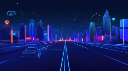 Poster - AI-enhanced navigation system for smart urban transport, displaying real-time traffic insights and predictive routing.