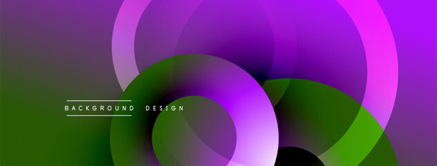 Poster - Layered circular shapes in vivid colors form a gradient-rich abstract design with smooth transitions, depth effects, and a modern, futuristic aesthetic