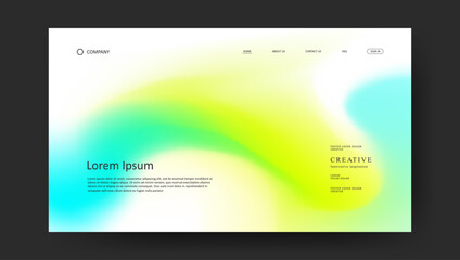 Fototapete - Abstract wave futuristic design of landing page. retro gradient mesh website design	