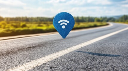 Poster - A futuristic GPS navigation system with voice recognition, augmented reality overlays, and AI-powered route suggestions.