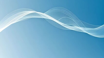 Poster - Wavy white lines flowing across a gradient blue background abstract design element graphic art