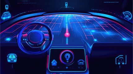 Poster - A futuristic IoV-powered vehicle assistant providing smart route recommendations and predictive alerts.