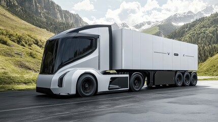 Poster - A futuristic truck equipped with IoV-enabled fleet tracking and smart logistics monitoring.
