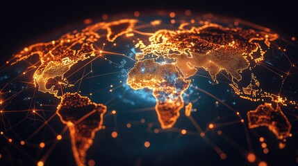 Poster - A hyper-connected global shipping network with automated container terminals and real-time cargo tracking.