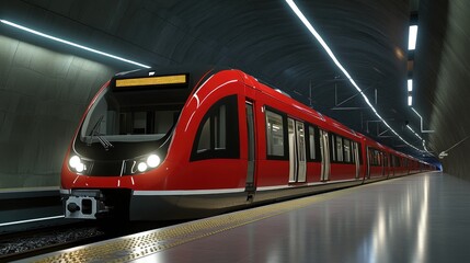 Poster - A large underground metro system with smooth rail tracks, efficient train connections, and modern infrastructure.